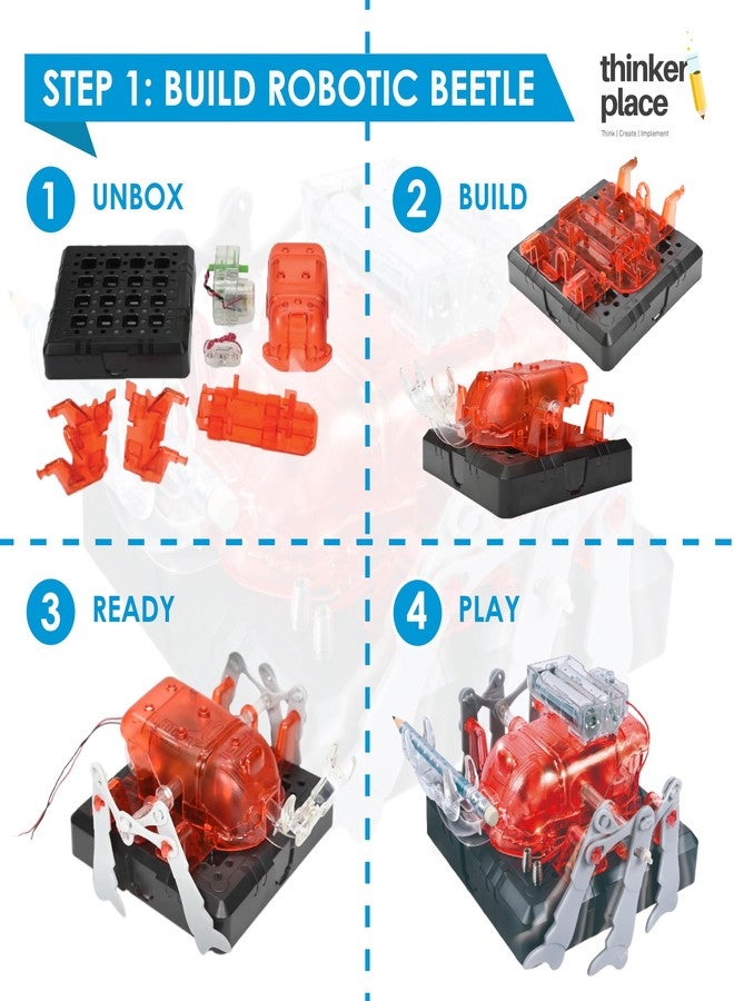 ThinkerPlace Robotic Beetle DIY Kit | Build, Learn & Play | STEM Toy for Kids Age 8+ | Robotics Learning Kit with AR Experience | Fun Educational Game - Image 2
